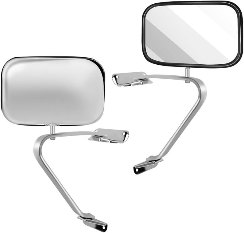 Photo 1 of SCITOO Towing Mirrors Pair Chrome Side View Mirror by Replacement Mirror fit 80-96 for Ford F150 F250 F350 F450 Ranger Bronco Explorer Truck Pickup Plastic 
 