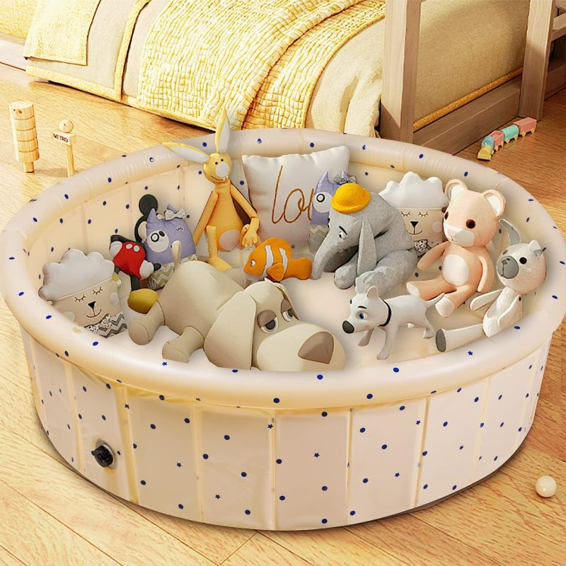 Photo 1 of Kiddie Pool Hard Plastic Inflatable Pool for Dog ? Baby Ball Pits Water Table for Toddlers Dog Bath Tubs - Whelping Box for Dogs Collapsible Bathtub - Inflatable Baby Bathtub (48" x 14")
