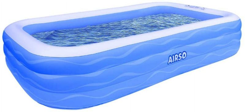 Photo 1 of Airso Inflatable Swimming Pool Family Full-Sized Inflatable Pools 118" x 72" x 22" Thickened Family Lounge Pool for Toddlers, Kids & Adults Oversized Kiddie Pool Outdoor Blow Up Pool for Backyard, Garden

