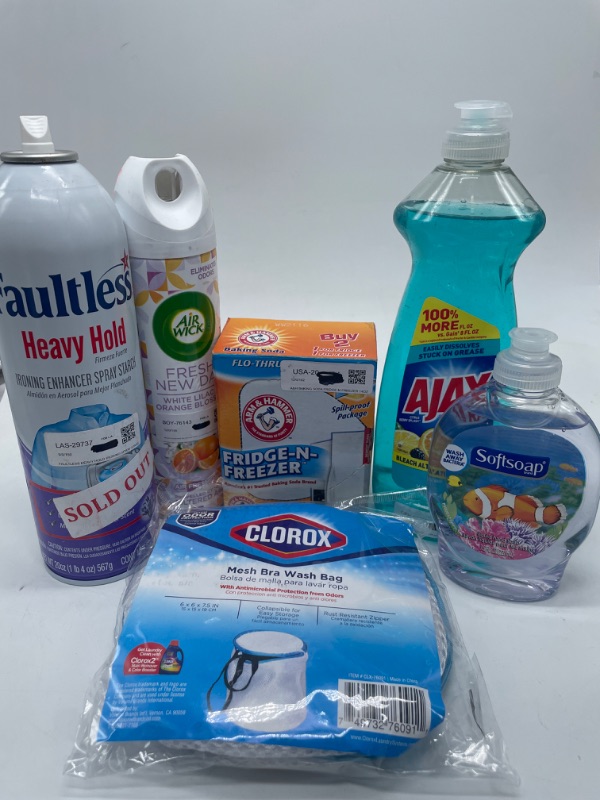 Photo 1 of Arm and hammer baking soda, Dish & Hand Soap , Air Freshener , Heavy Hold Spray Starch & Mesh Bra Laundry  Bag