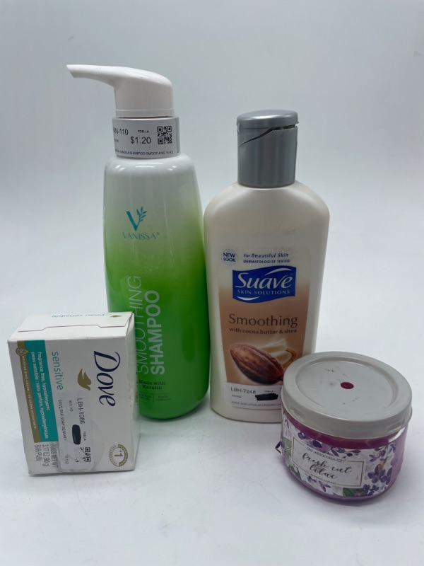Photo 1 of Miscellaneous Shampoo Suave Lotion Dove Soap Bar & Lilac Candle