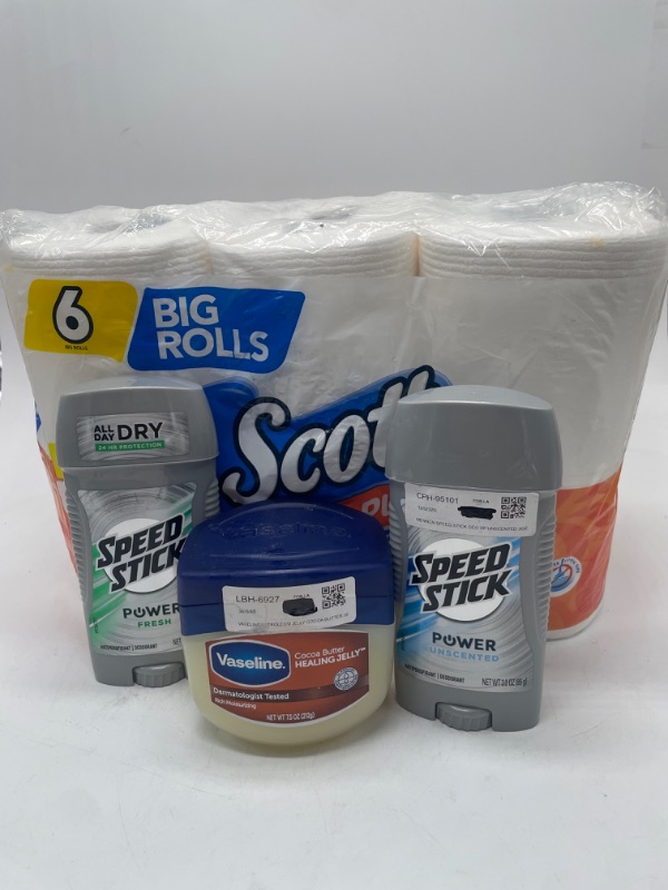 Photo 1 of 6 pack toilet paper,2 Pack Speed Stick Deoderant for Men & Vaseline