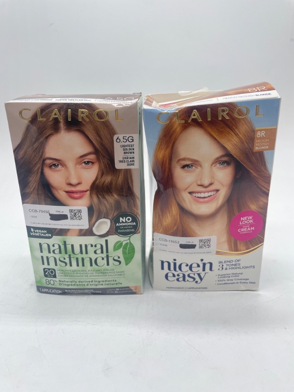 Photo 1 of Nice N Easy Permanent Color, Medium Reddish Blond 8R &&  Clairol Natural Instincts Demi-Permanent Hair Dye, 6.5G Lightest Golden Brown Hair Color, Pack of 1 6.5G Lightest Golden Brown 5.85 Fl Oz