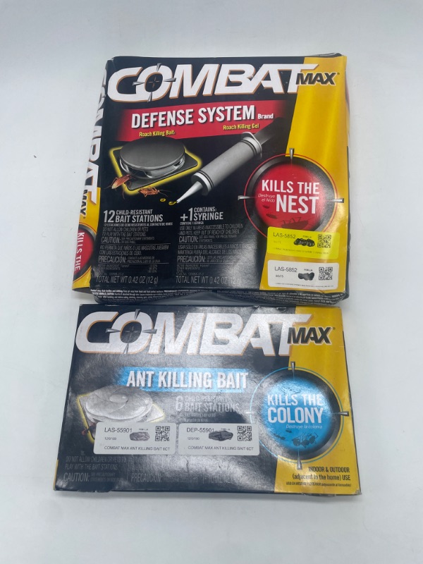 Photo 1 of Combat Max Defense System Brand, Small Roach Killing Bait and Gel, 12 Count && Combat 45901