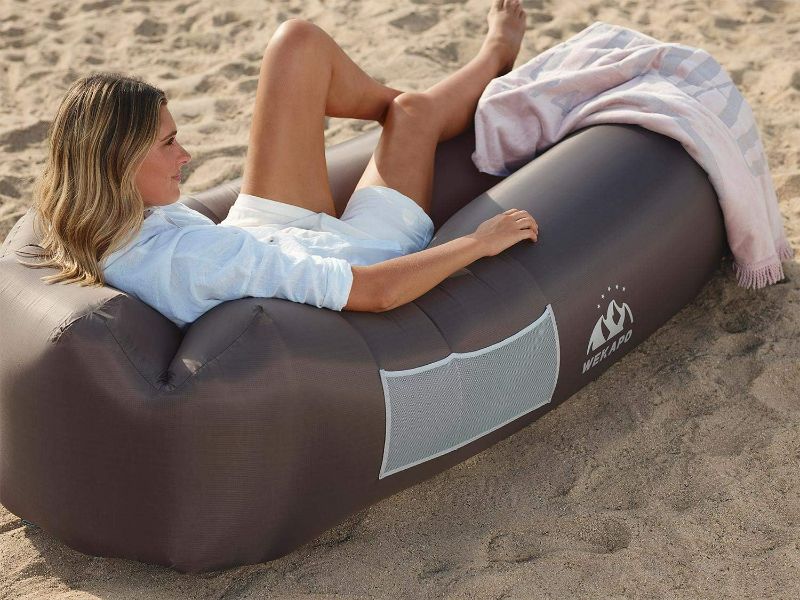 Photo 2 of WEKAPO Inflatable Lounger Air Sofa Chair–Camping & Beach Accessories–Portable Water Proof Couch for Hiking, Picnics, Outdoor, Music Festivals & Backyard–Lightweight and Easy to Set Up Air Hammock
