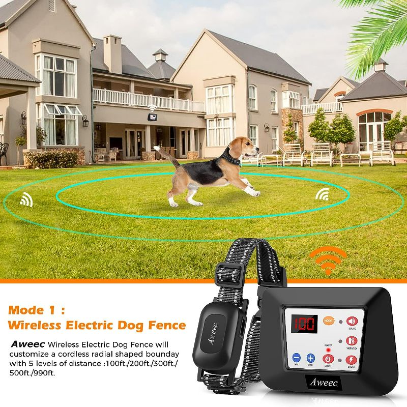 Photo 2 of Aweec Wireless Dog Fence, 2-in-1 Electric Dog Fence & Training Collar with Remote, 2023 Pet Containment System, Dog Boundary Container,Suitable & Harmless for Small/Medium/Large Dogs
