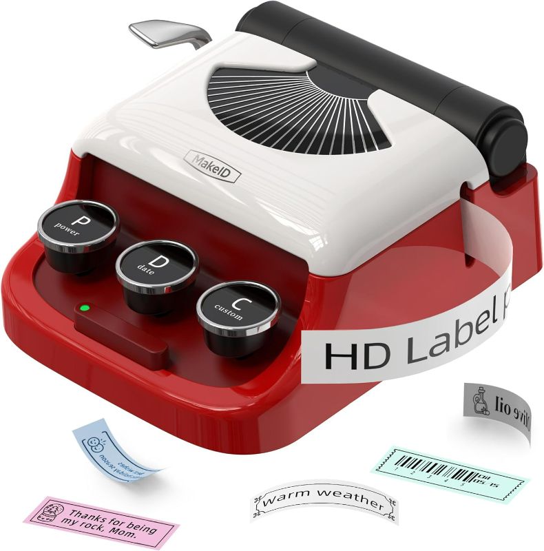 Photo 1 of Makeid Q1 Label Maker Machine with Tape HD(300dpi), ONE-Click Printing Bluetooth Label Makers for Home Office, Compatible with iOS & Android - Clear Prints, Multiple Templates Font, Retro Design
