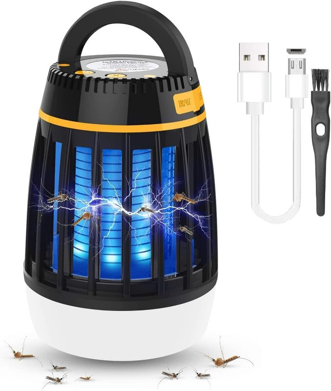 Photo 1 of 3 in 1 Bug Zapper, USB Rechargeable Mosquito Trap, Waterproof Insect Fly Trap for Outdoor & Indoor,LED Lantern, Emergency Power Supply 2000mAh for Home, Camping, Gnats, Backyard, Patio
