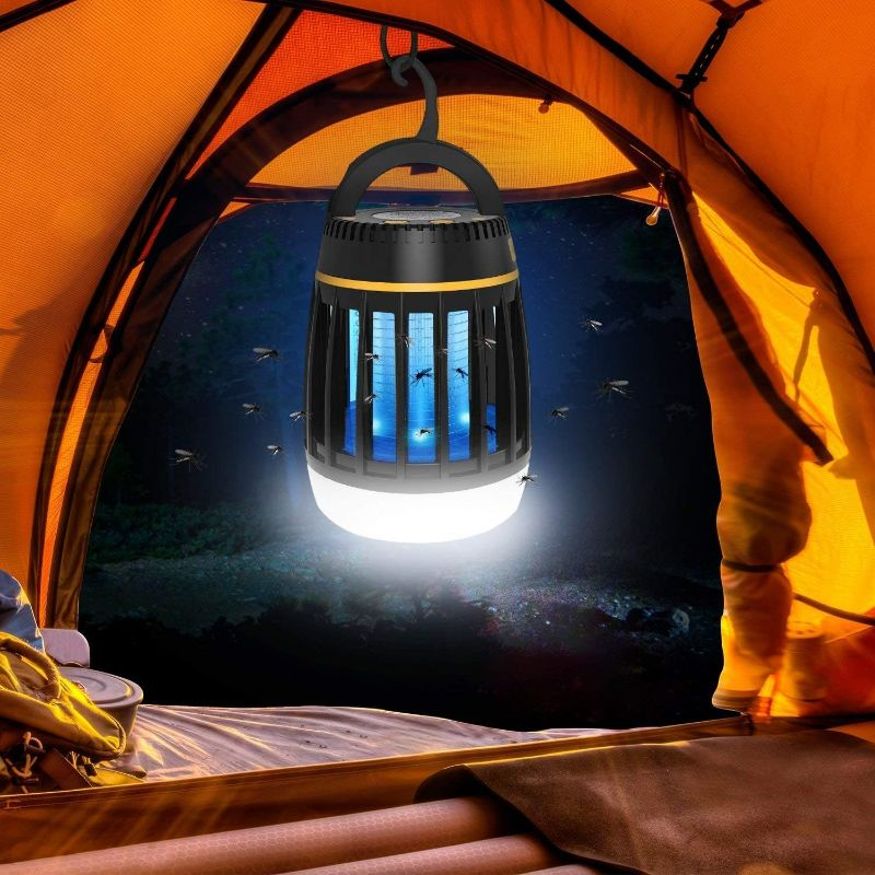 Photo 2 of 3 in 1 Bug Zapper, USB Rechargeable Mosquito Trap, Waterproof Insect Fly Trap for Outdoor & Indoor,LED Lantern, Emergency Power Supply 2000mAh for Home, Camping, Gnats, Backyard, Patio
