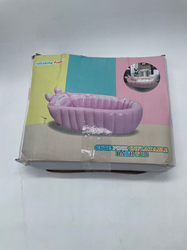 Photo 2 of Inflatable Baby Bathtub, Portable Infant Toddler Bathing Tub Non Slip Travel Bathtub with Air Pump, Pink
