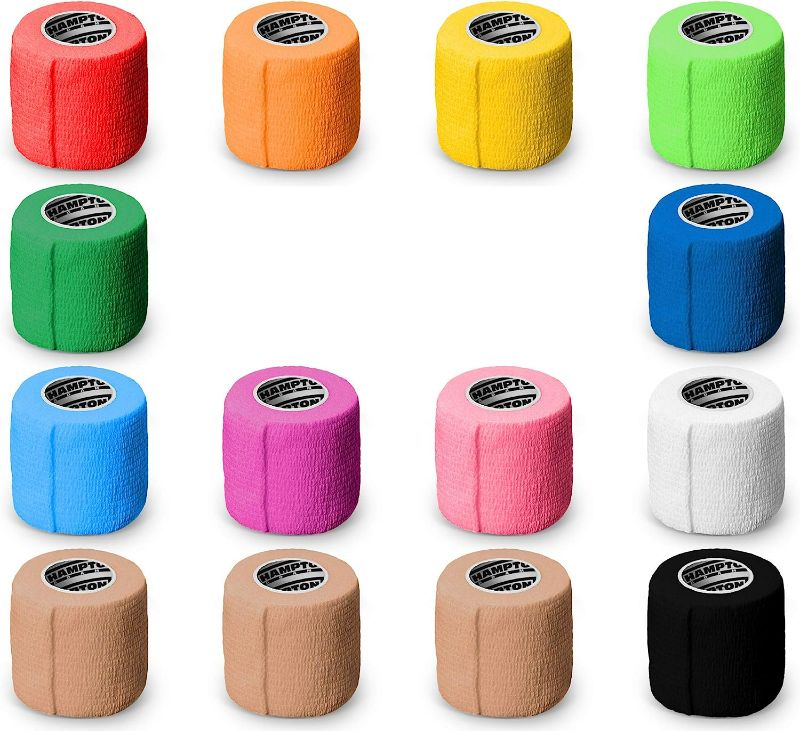 Photo 1 of (14-Pack) 2” x 15 FT | Self Adhesive Non Woven Bandage Wrap – Breathable Self Adherent Wrap for Pets - Athletic Elastic Cohesive Bandage for Sports Injury: Ankle, Knee & Wrist Sprains (Rainbow)
