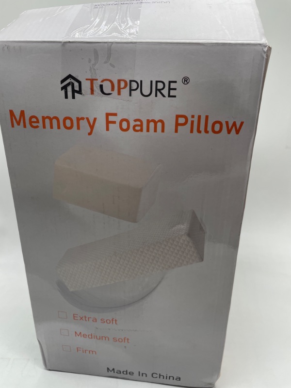 Photo 3 of TOPPURE Cube Memory Foam Pillow Pro-Long for Side Sleepers, Snorers (24"/12"/5"), Soft But Supportive Cervical Pillow for Neck and Shoulder Pain Relief Sleeping, Rectangle Neck Pillow,White
