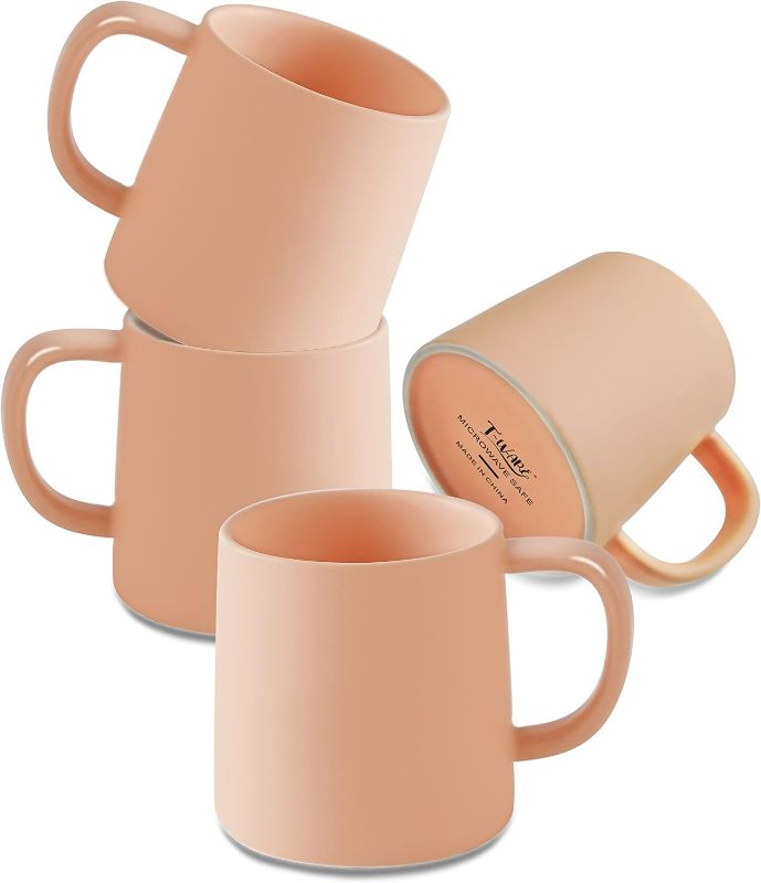 Photo 1 of T-WARE Coffee Mug, Ceramic Mug Sets, 16 Oz Coffee Mug Set, Coffee Cup for Office and Home, Set of 4, Light Orange
