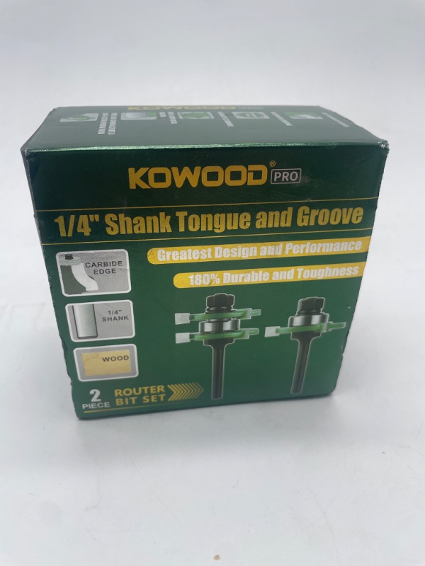 Photo 2 of KOWOOD Pro Tongue and Groove Set of 2 Pieces 1/4 Inch Shank Router Bit Set 3 Teeth Adjustable T Shape Wood Milling Cutter