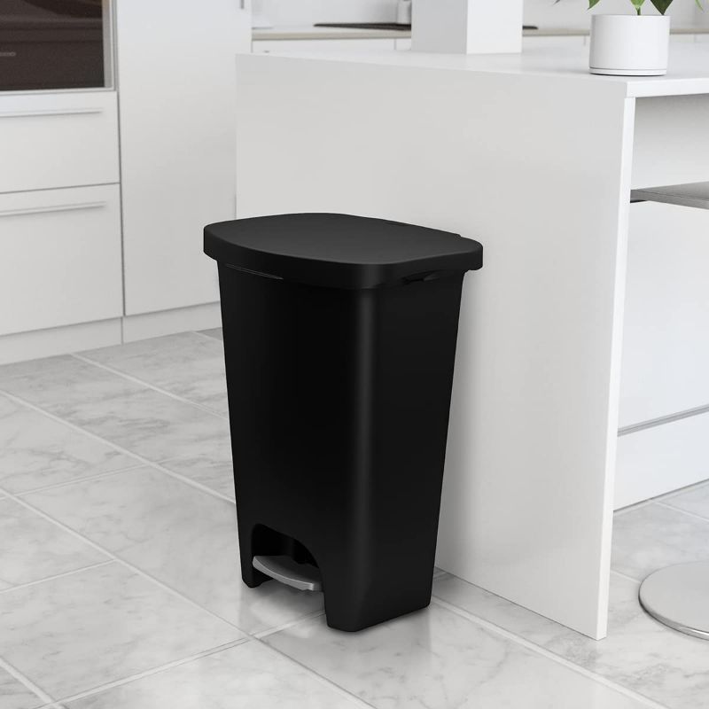 Photo 1 of Glad 13 Gallon Trash Can, Plastic Kitchen Waste Bin with Odor Protection of Lid | Hands Free with Step On Foot Pedal and Garbage Bag Rings