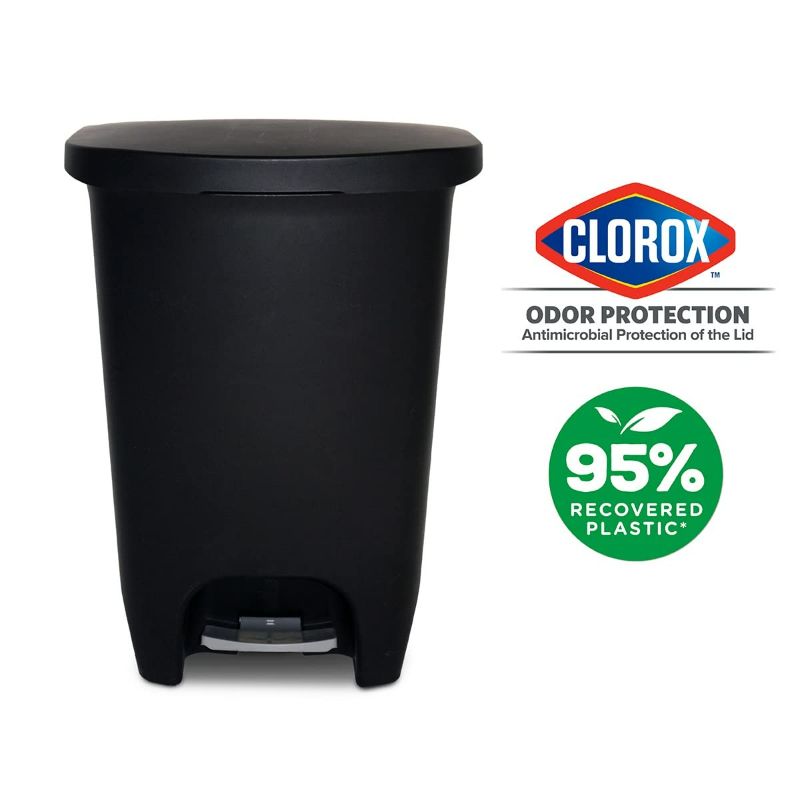 Photo 2 of Glad 13 Gallon Trash Can, Plastic Kitchen Waste Bin with Odor Protection of Lid | Hands Free with Step On Foot Pedal and Garbage Bag Rings