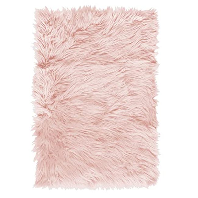 Photo 1 of Super Area Rugs Ultra Soft & Fluffy Faux Sheepskin Rug, Light Pink Carpet for Bedroom Living Room