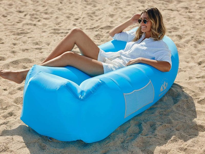 Photo 2 of WEKAPO Inflatable Lounger Air Sofa Chair–Camping & Beach Accessories–Portable Water Proof Couch for Hiking, Picnics, Outdoor, Music Festivals & Backyard–Lightweight and Easy to Set Up Air Hammock
