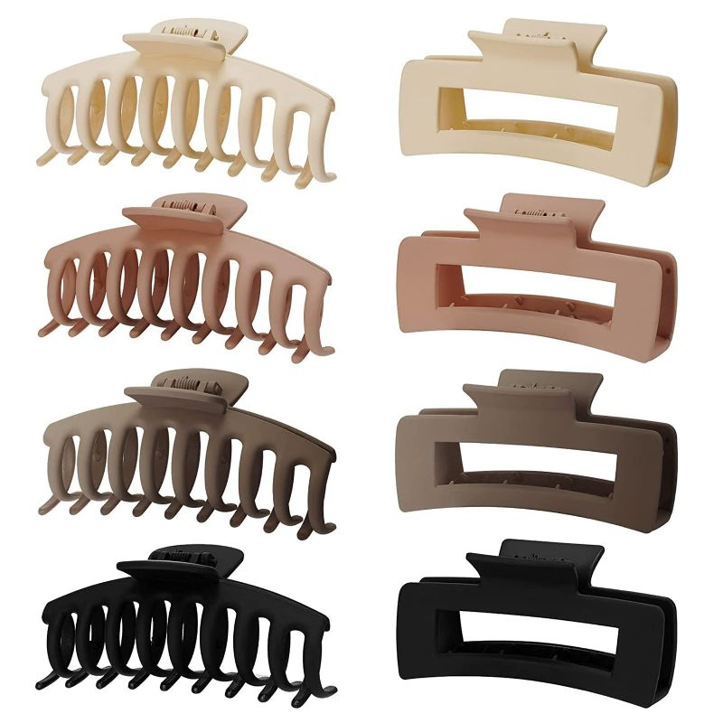 Photo 1 of Colors Are Different Pink And Nude Colors Large Hair Claw Clips,8 Pack 4.3"Hair Clips for Women and Girls, Thick & Thin Hair,90's Vintage big Jaw Clips, Strong Clips(Cream, Light Pink, )
