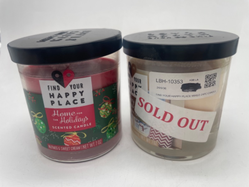 Photo 1 of 2 Pack Find Your Happy Place Scented Jar Candles 7 oz Holiday Candles