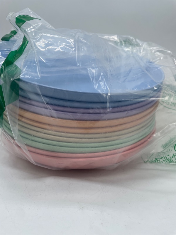 Photo 3 of SGAOFIEE 12 PACK 9 Inch Lightweight Wheat Straw Plates, Unbreakable Deep Dinner Plates, Plastic Plates Reusable, Assorted Colors Dinnerware Sets, Microwave & Dishwasher Safe
