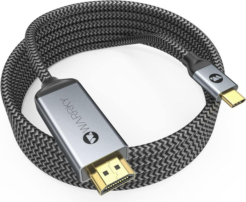 Photo 1 of Warrky USB C to HDMI Cable 4K, 15ft [Braided, High Speed] Thunderbolt 3 to HDMI Adapter Compatible for New iPad, MacBook Pro/Air, iMac, Galaxy S20 S10 S9 S8, Surface, Dell, HP
