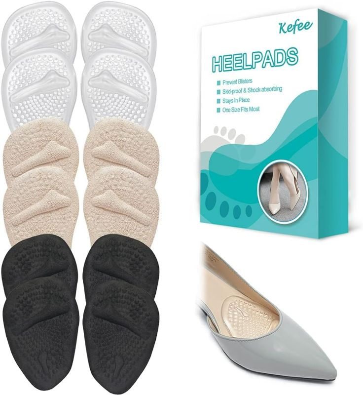 Photo 1 of Kefee Metatarsal Pads - 12 pcs Soft Forefoot Pads - High Heel Inserts - Shoe Filler for Too Big Shoes Women - Ball of Foot Cushions for Pain Relief,Beige,Black,Clear,6 Pair (Pack of 1)
