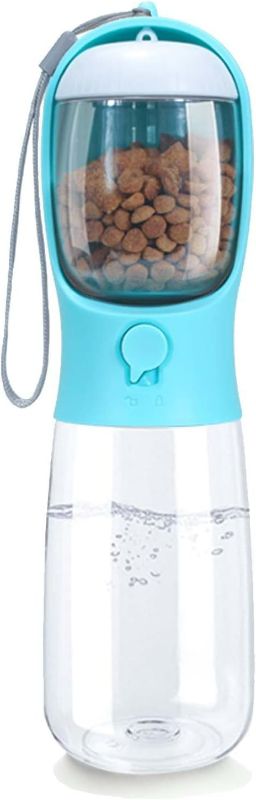 Photo 1 of 19oz Pet Outdoor Water Bottle,Portable Dog Water Bottle with Food Container,2 in 1 Portable Water Dispenser for Dog,Cat,Rabbit,Puppy and Other Pets for Walking,Hiking,Camping,Travel (Blue-550ml)
