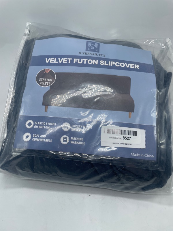 Photo 3 of Real Velvet Futon Cover Armless Sofa Covers Sofa Bed Covers Stretch Futon Couch Cover Sofa Slipcover Furniture Protector Feature Thick Soft Cozy Velvet Fabric Form Fitted Stay In Place, Navy
