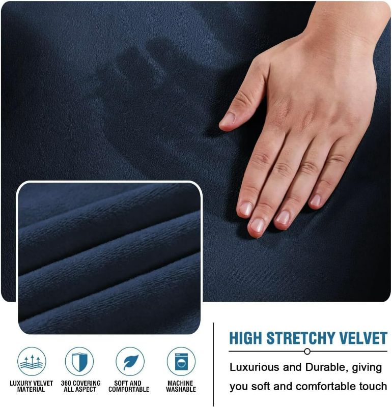 Photo 2 of Real Velvet Futon Cover Armless Sofa Covers Sofa Bed Covers Stretch Futon Couch Cover Sofa Slipcover Furniture Protector Feature Thick Soft Cozy Velvet Fabric Form Fitted Stay In Place, Navy
