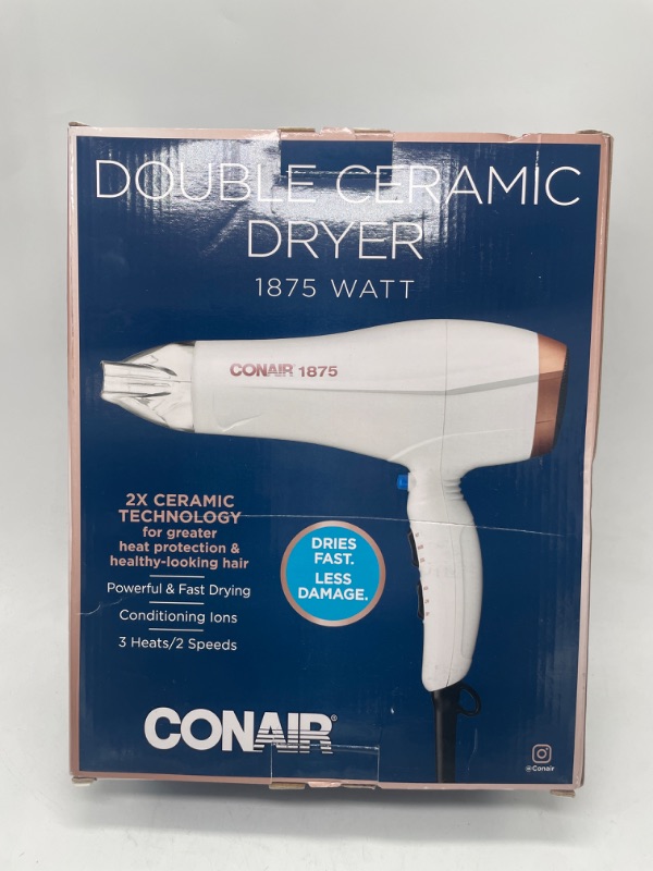 Photo 2 of Conair Double Ceramic Hair Dryer, 1875W Hair Dryer with Ionic Conditioning
