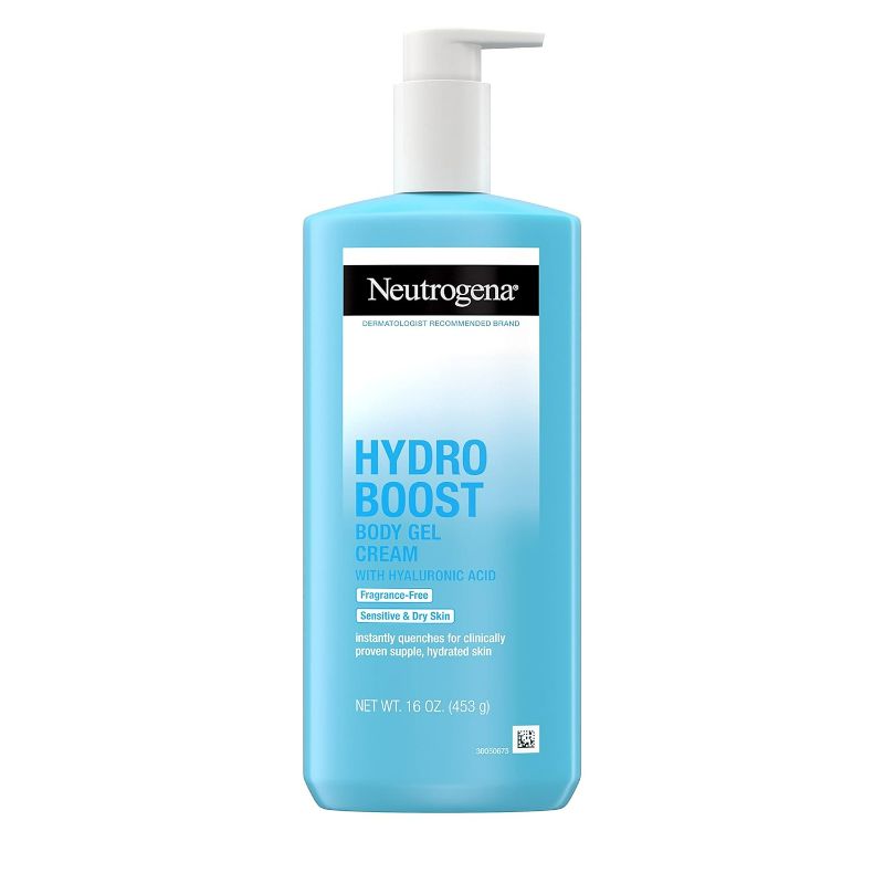 Photo 1 of Neutrogena Hydro Boost Body Gel Cream Moisturizer with Hyaluronic Acid, Hydrating Lotion For Sensitive Skin, Fragrance Free, 16 oz
