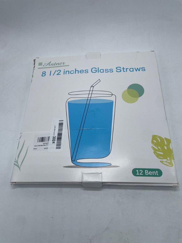 Photo 2 of Antner 12 Pack Reusable Glass Straw, 8.5" x 10MM Bent Clear Glass Drinking Straws for Hot & Cold Drinks, 2 Cleaning Brushes Included
