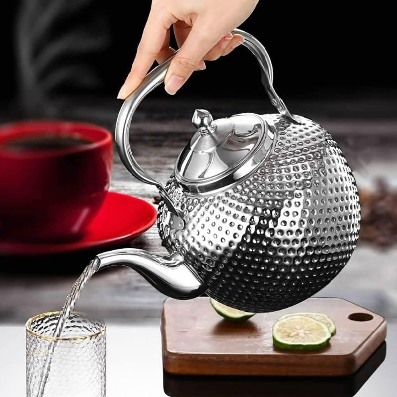 Photo 2 of SANQIAHOME 1500ml Teapot with Infuser Stainless Steel Water Boilers Loose Leaf Tea Maker Water Kettle for Induction/Gas
