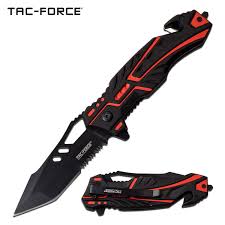 Photo 1 of 8.5" Tanto Tactical Spring Assisted Opening Pocket Knife Red Seatbelt Cutter And Window Breaker Included