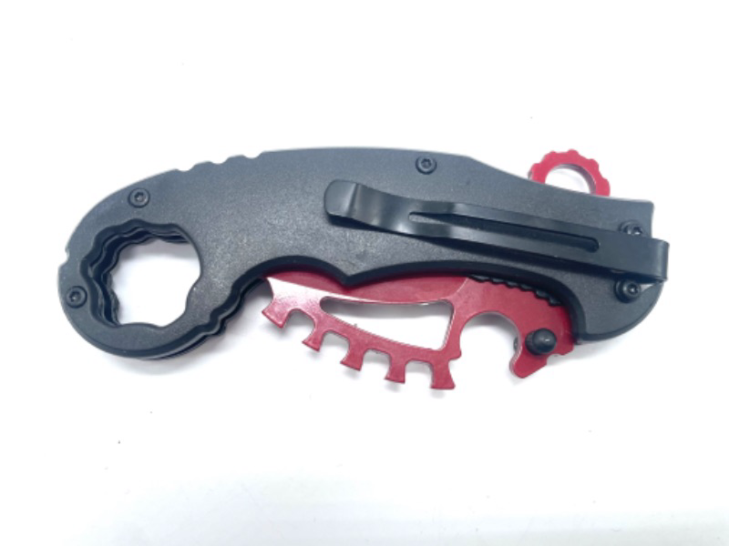 Photo 3 of Red Skull Scorpion Karambit Style Spring Assist Knife