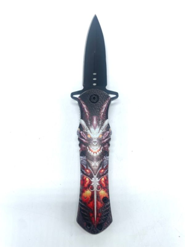 Photo 3 of KS 1204-DG 4.63" DRAGON PRINT HANDLE ASSIST-OPEN SPEAR POINT BLADE FOLDING KNIFE WITH POCKET CLIP
