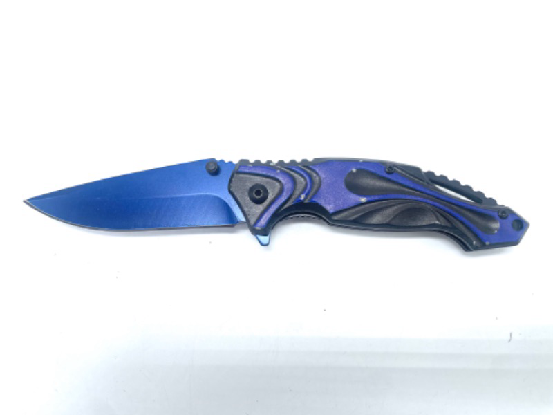 Photo 2 of BLUE & BLACK SPRING ASSISTED POCKET KNIFE With Clip 