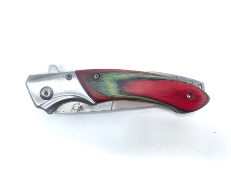 Photo 1 of Multi Color Wood Print Folding Pocket Knife With Clip new