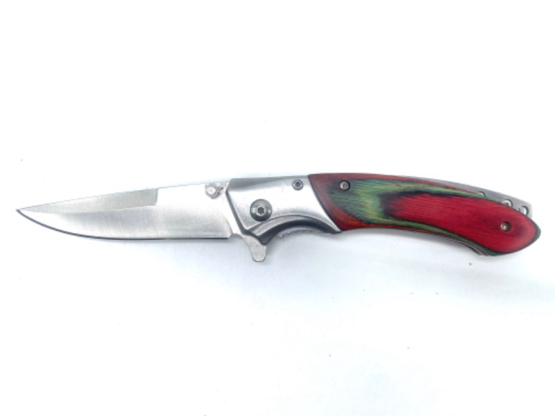 Photo 2 of Multi Color Wood Print Folding Pocket Knife With Clip new
