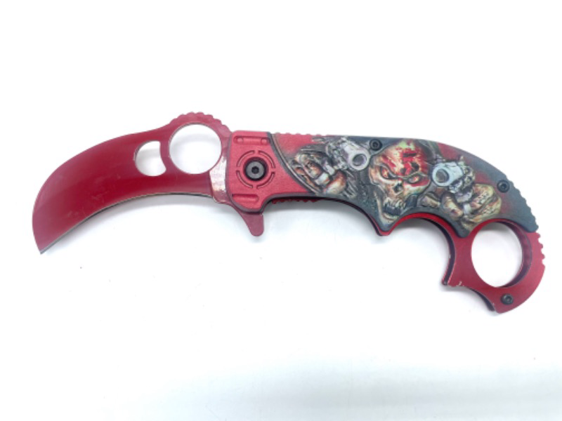 Photo 2 of Custom Fantasy KARAMBIT Knife W/ Stainless Blade and Artwork Handle
