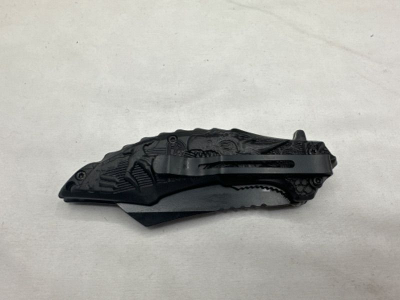 Photo 3 of Black and Turquoise Dragon Designed Pocket Knife New