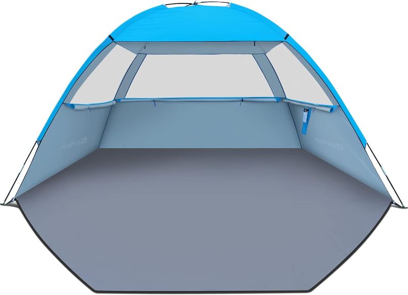Photo 1 of Blue Beach Tent, Beach Shade Tent for 3/4-5/6-7/8-10 Person with UPF 50+ UV Protection, Portable Beach Tent Sun Shelter Canopy, Lightweight & Easy Setup Cabana Beach Tent- ITEM IS USED/ MAY BE MISSING PARTS
