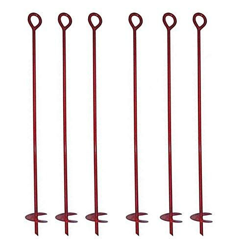 Photo 1 of MTB 40 Inch Auger Earth Anchor 4 Inch W Helix, 14mm Rod, Painted red, Heavy Duty Ground Anchor Hook for Guying Tents Fencing Canopies, Pack of 6,Ground Anchor,Eye Anchor 40inch - 6pack