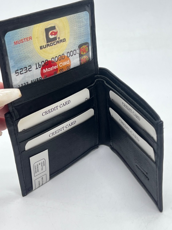 Photo 3 of Exclusive Men's  Tri Fold Leather Wallet In Black