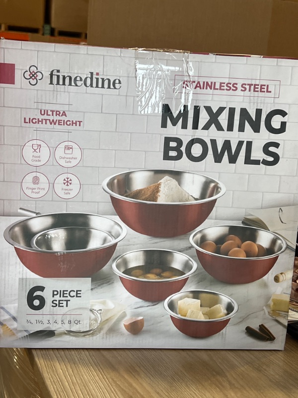 Photo 2 of FineDine Stainless Steel Mixing Bowls (Set of 5) Stainless Steel Mixing Bowl Set - Easy To Clean, Nesting Bowls for Space Saving Storage, Great for Cooking, Baking, Prepping
