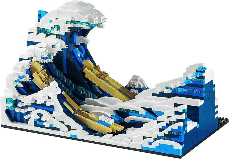 Photo 1 of MACTANO The Great Wave Micro Building Blocks Set for Adult Kanagawa Surfs Waves Home Decor Model Toys Building Kit 