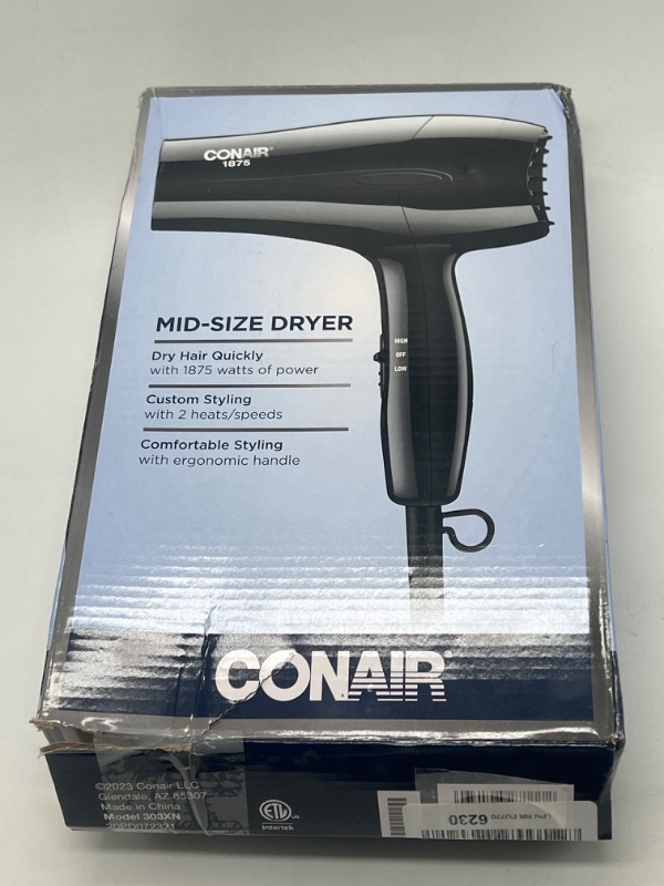 Photo 3 of Conair 1875 Watt Mid-Size Hair Dryer, Black
