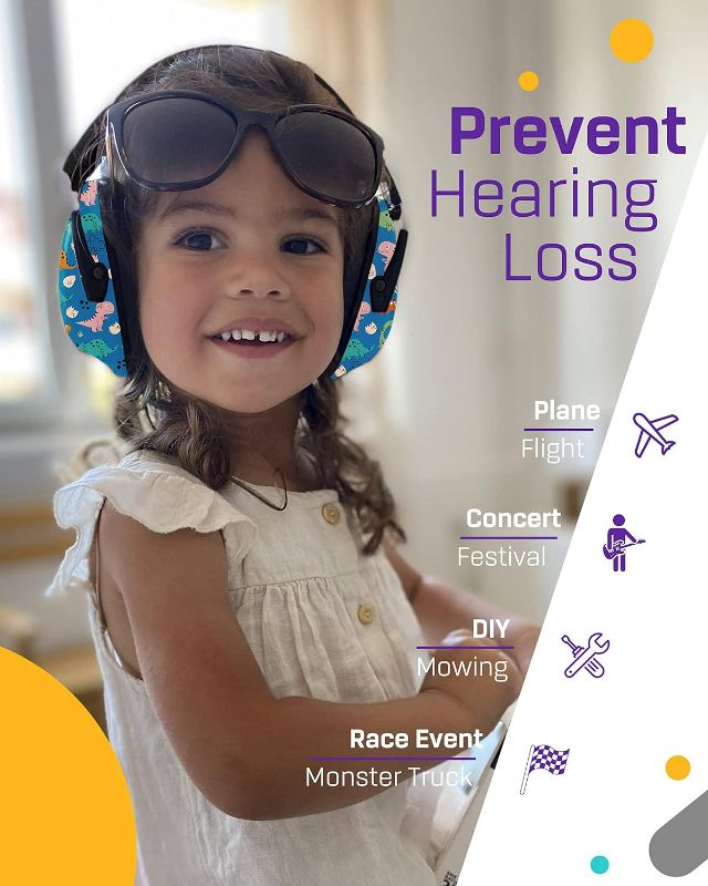 Photo 3 of Vanderfields Noise Cancelling Headphones for Kids, Toddlers & Children Age 3-16 Years - 21dB NNR - Dinosaur Club - Ear Protection for Kids, Autism - Sound Blocking Kids Hearing Protection Earmuffs

