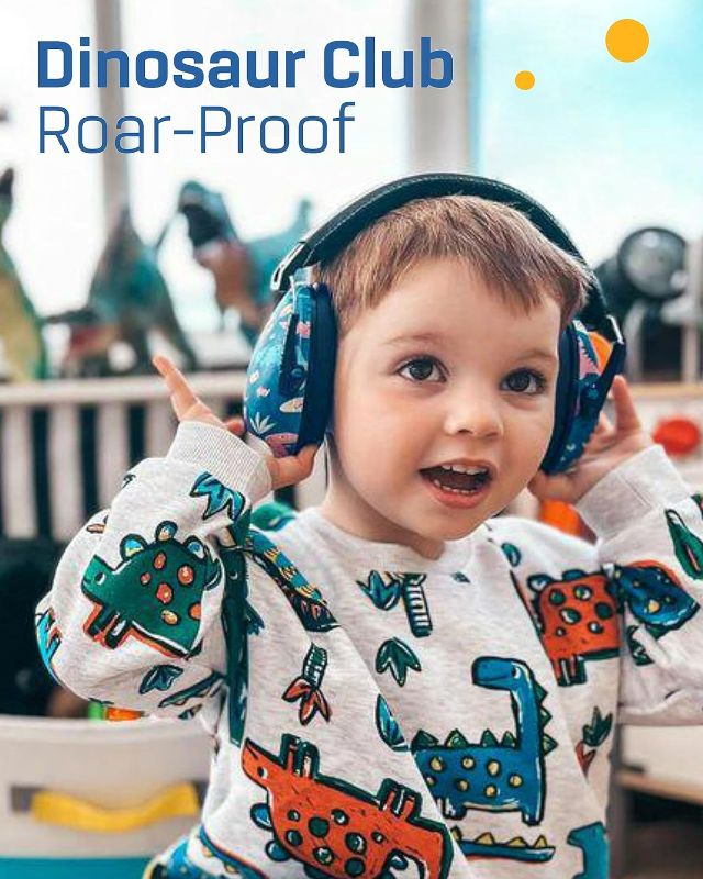 Photo 2 of Vanderfields Noise Cancelling Headphones for Kids, Toddlers & Children Age 3-16 Years - 21dB NNR - Dinosaur Club - Ear Protection for Kids, Autism - Sound Blocking Kids Hearing Protection Earmuffs
